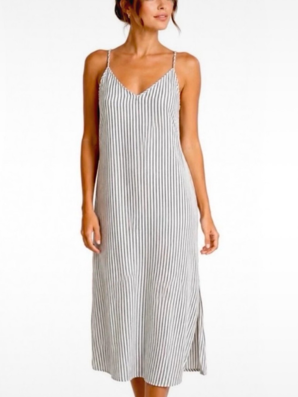 NWT, A New Day, Striped Slip Dress XS Strappy Sleeveless midi  V-Neck